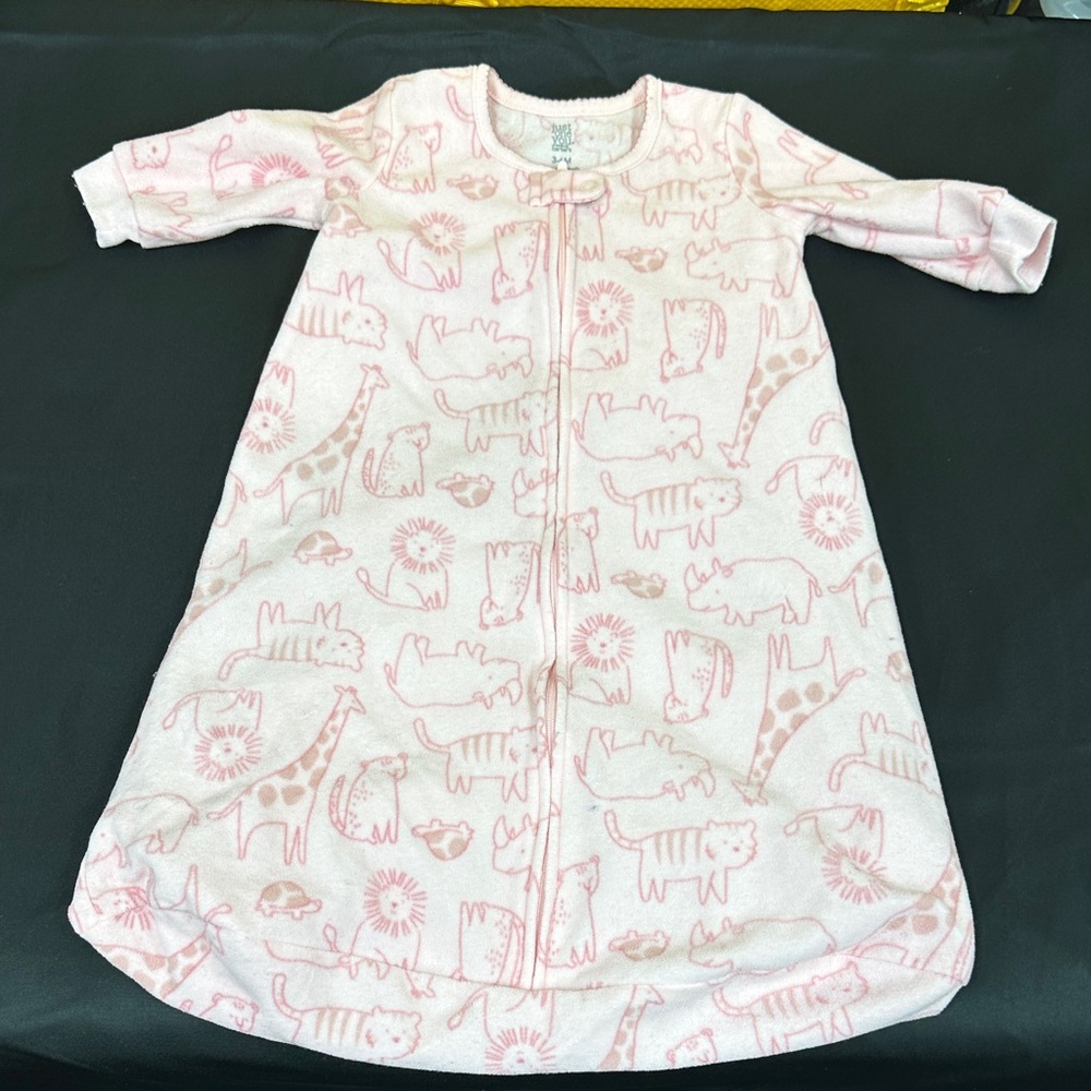 Just One You by Carter’s Pink Animal Print Kids Pajamas full zip like new